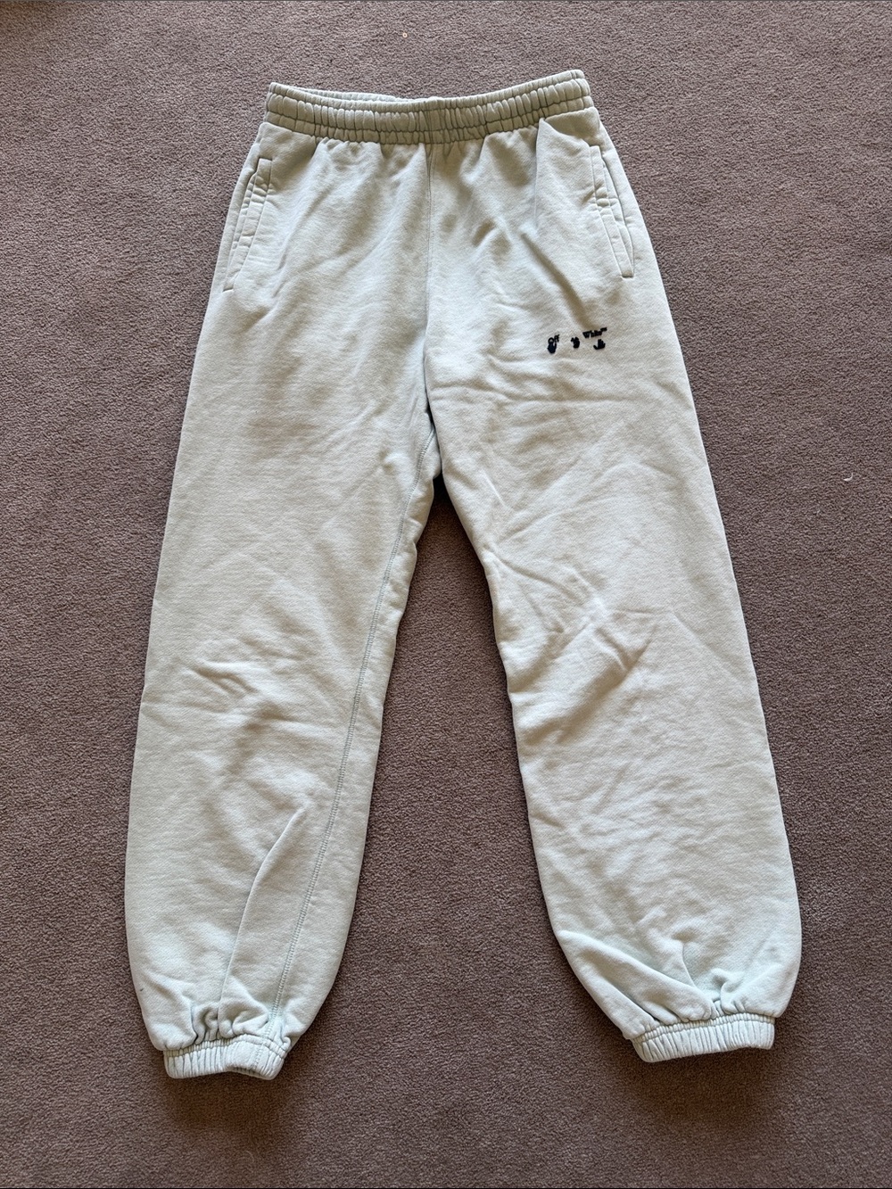 Off-White Women’s Mint Green Sweatpants with Embroidered Logo